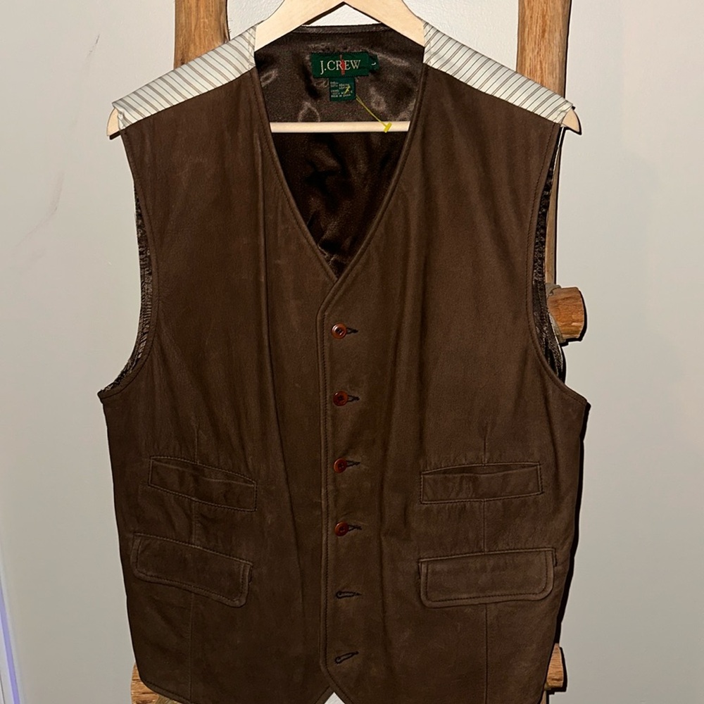 RARE Vintage J Crew 100% Leather Western Vest